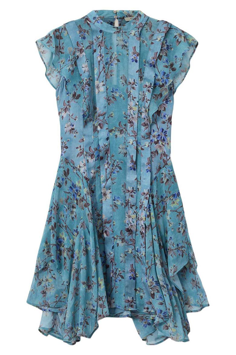 Fleur Handkerchief Hem Dress, Alternate, color, VINE LAKE BLUE