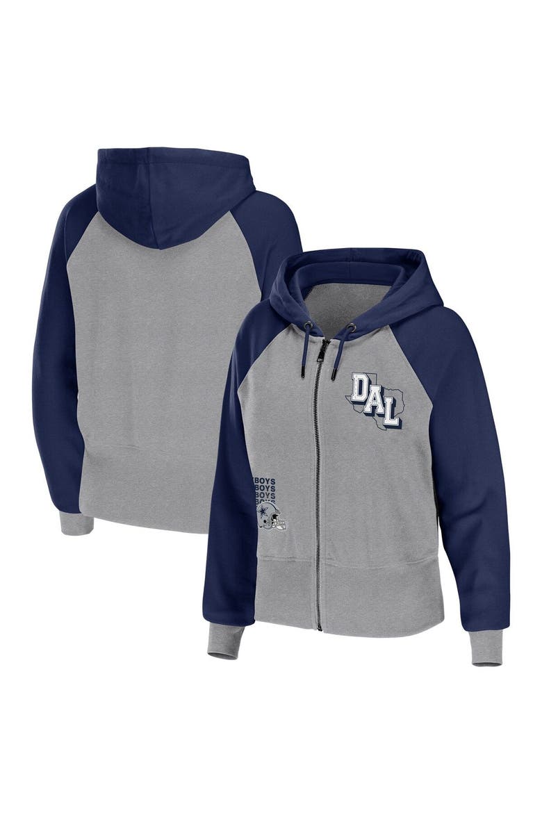 Women's WEAR by Erin Andrews Silver Dallas Cowboys Colorblock Lightweight Full-Zip Hoodie, Main, color, Gray