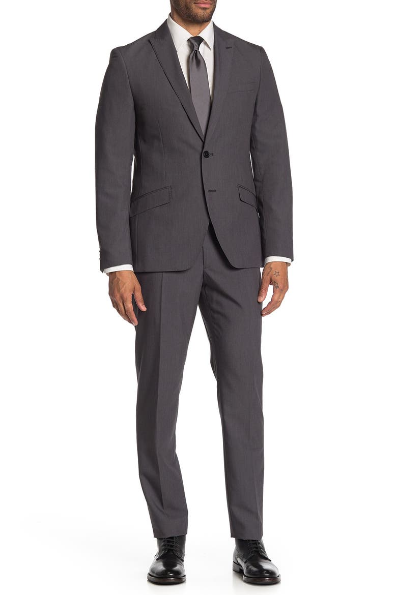Brixton Grey Solid Two Button Notch Lapel Extra Trim Suit, Main, color, GREY