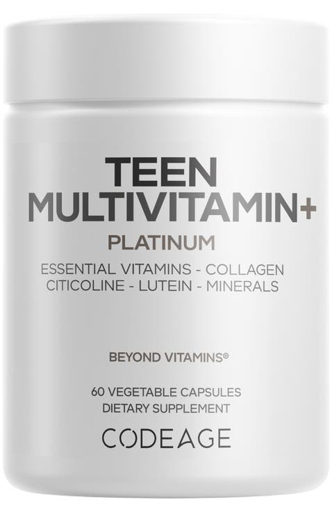 Teen Multivitamin+ Platinum, Vitamin A, E, B12, K2, Citicoline Supplement