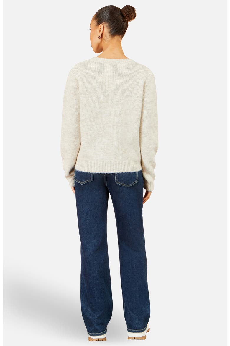 Patch Floral Embroidered Relaxed Jumper, Alternate, color, Ivory