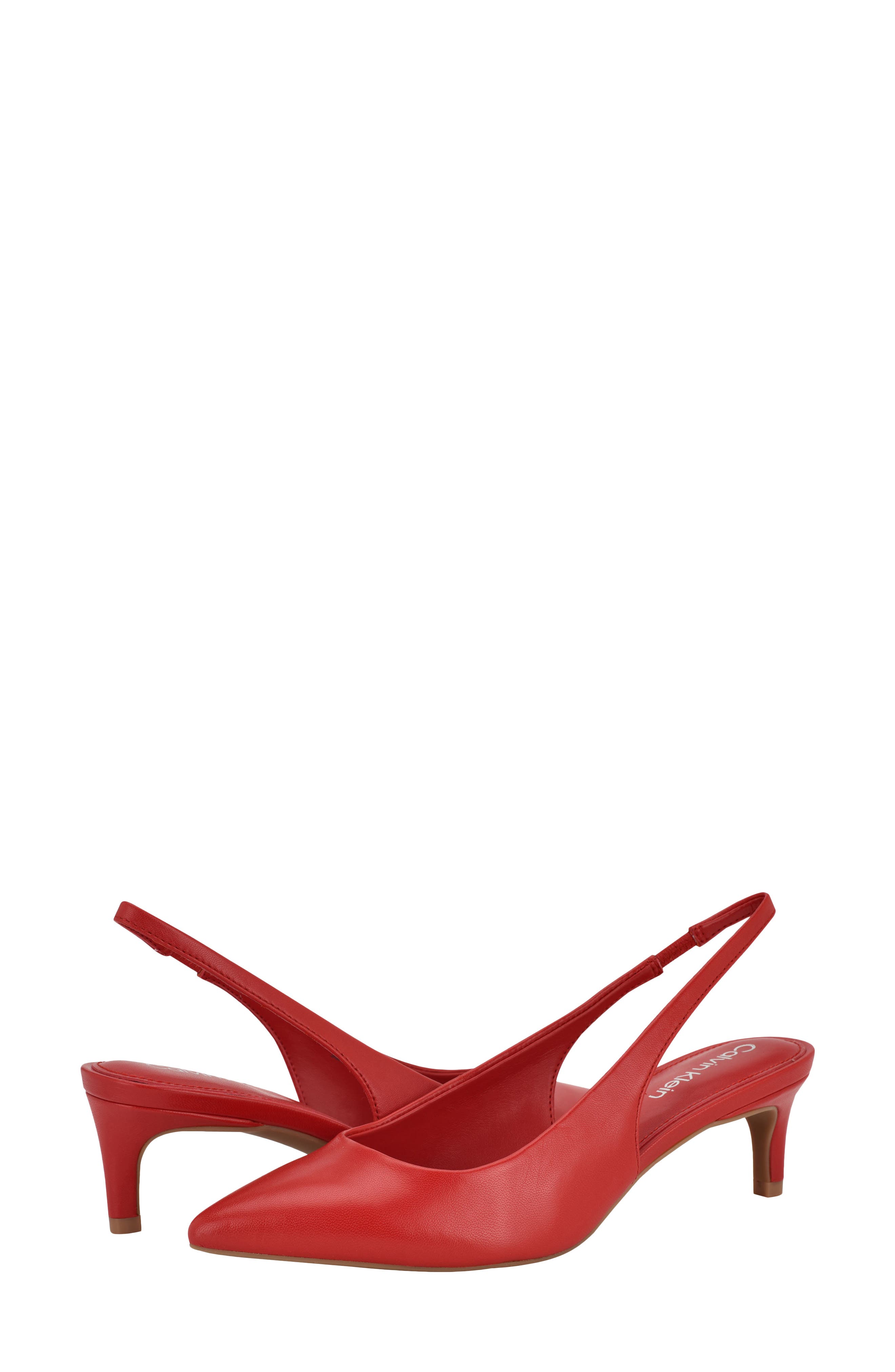 Calvin Klein Dainty Kitten Heel Pointed Toe Slingback Pump, Alternate, color, Red
