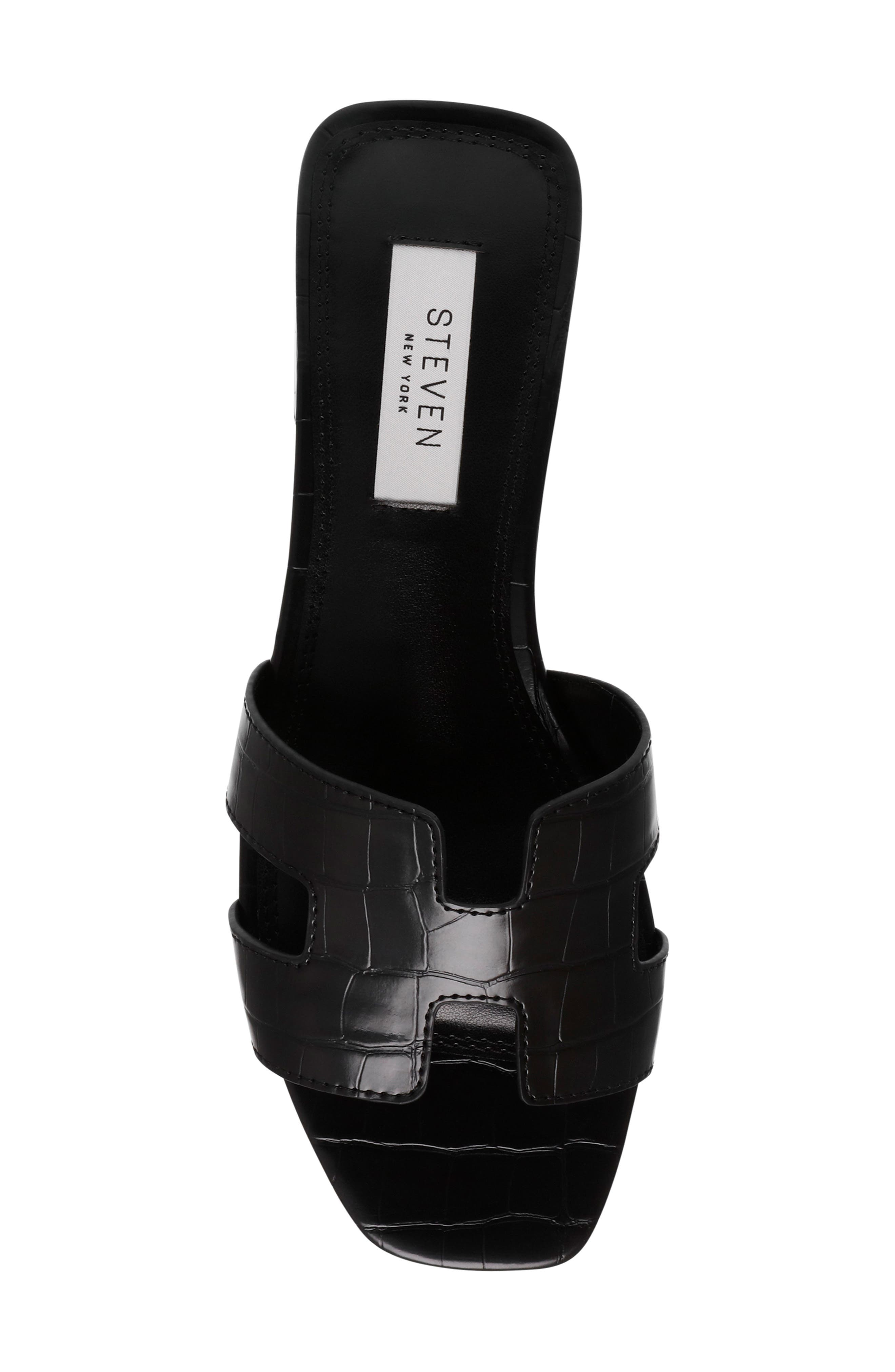 Steven New York Hutchy Croc Embossed Sandal, Alternate, color, Black