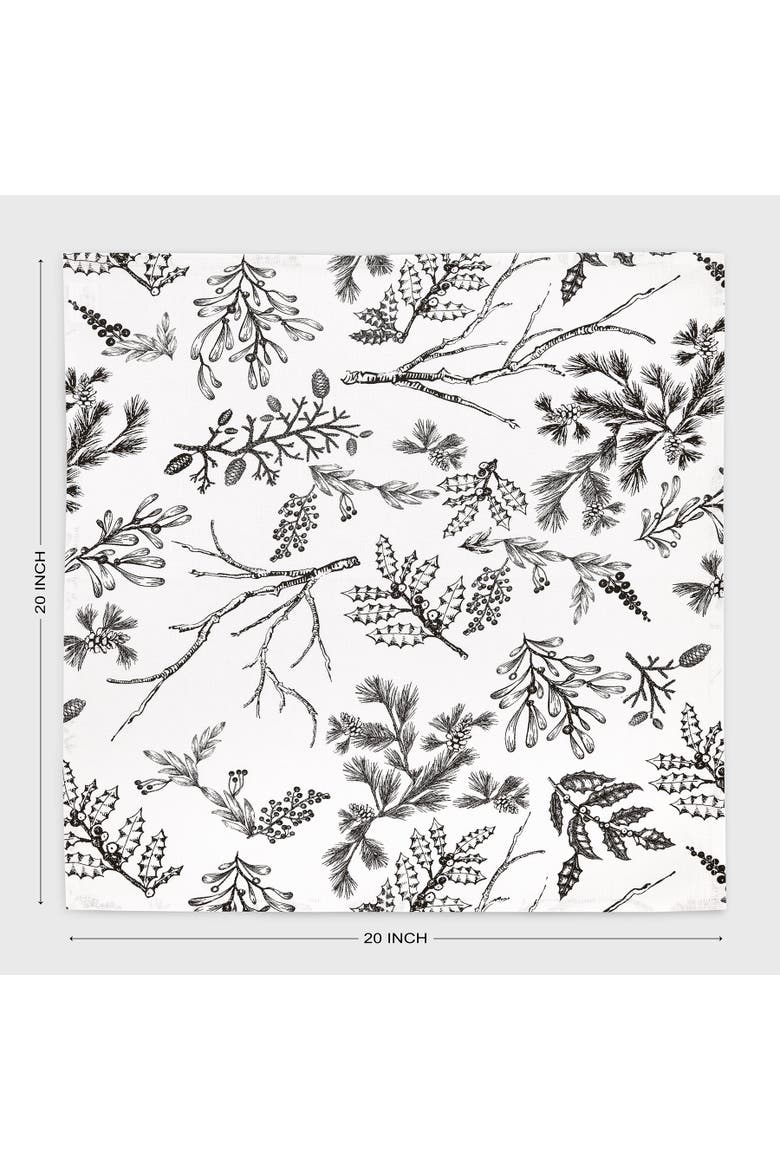 Linen Dinner Napkins Set of 4, 20 x 20" - Winter Forest, Alternate, color, Black/White