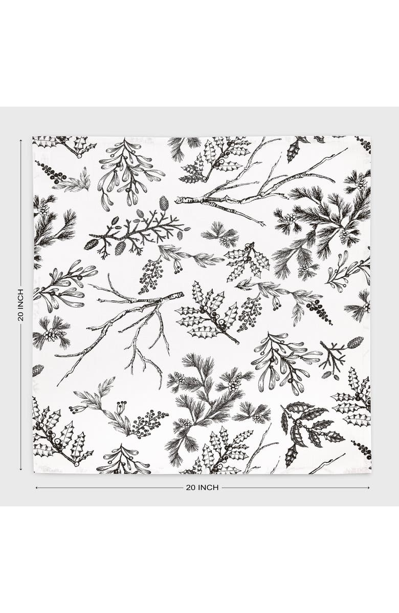 Solino Home Linen Dinner Napkins - Winter Forest, 20" x 20", Alternate, color, Black/White