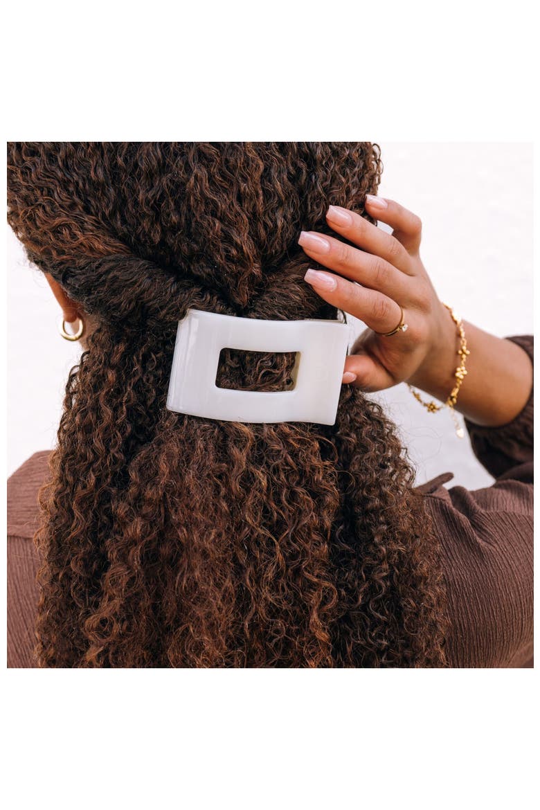 Medium Flat Rectangle Hair Clip, Alternate, color, Coconut White