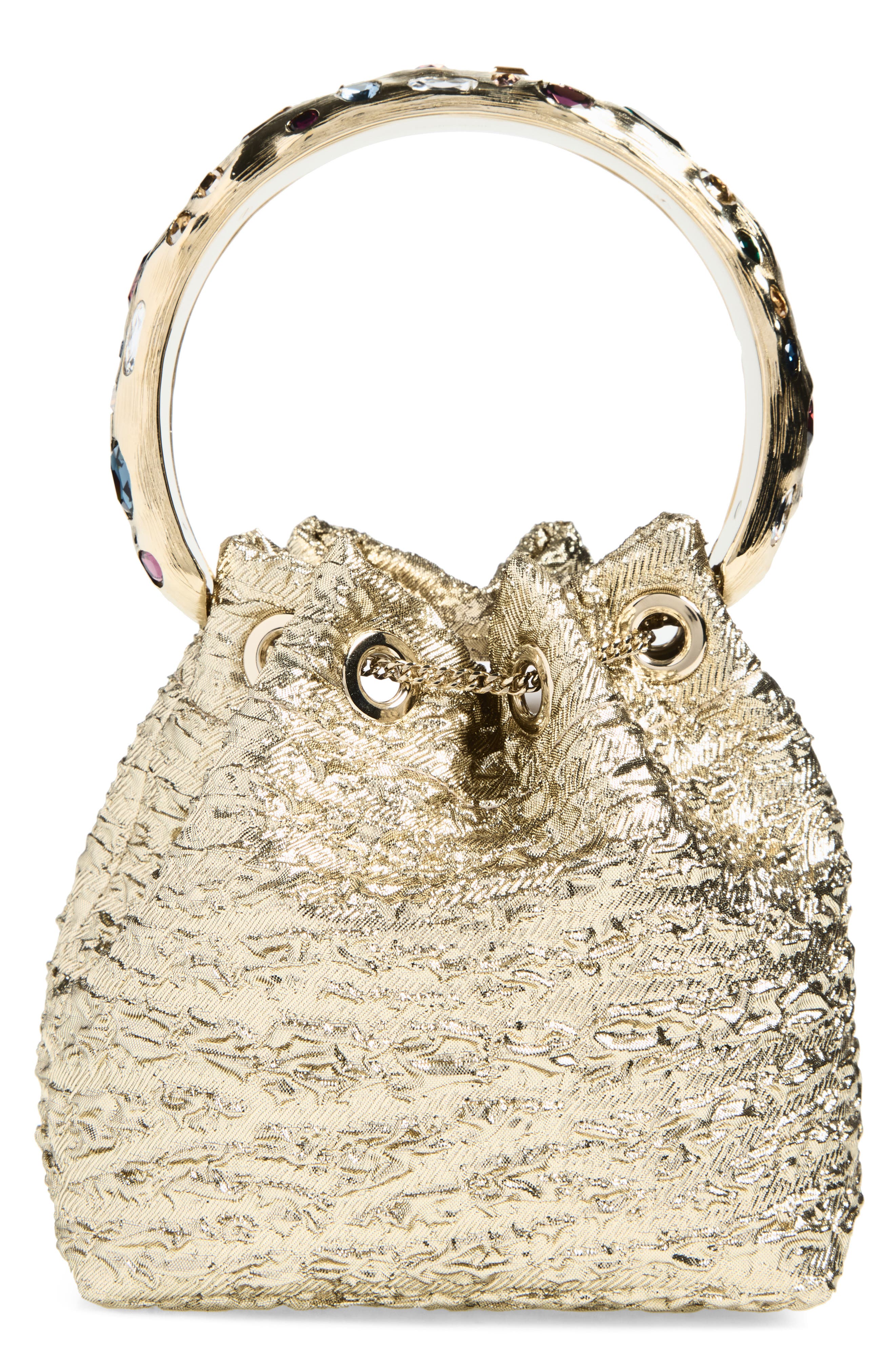 Bon Bon Puckered Metallic Jacquard Top Handle Bag, Alternate, color, GOLD/ MULTI/ GOLD