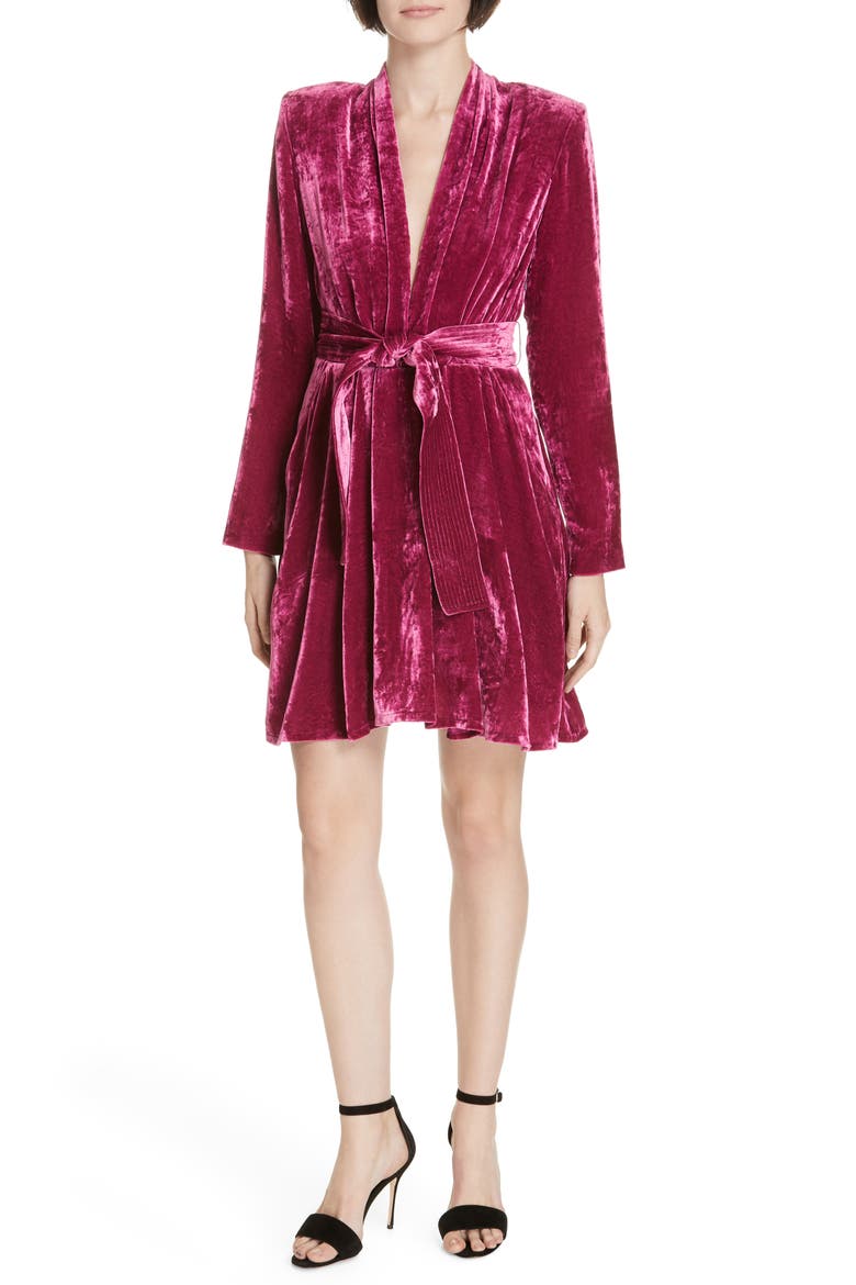 Kiera Crushed Velvet Minidress, Main, color, HOT PINK