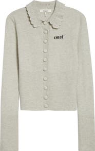 Chloé Crochet Collar Wool Cardigan