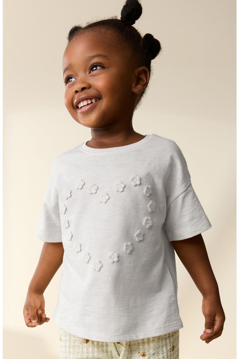 Kids' Crochet Flower Heart T-Shirt, Alternate, color, NEUTRAL