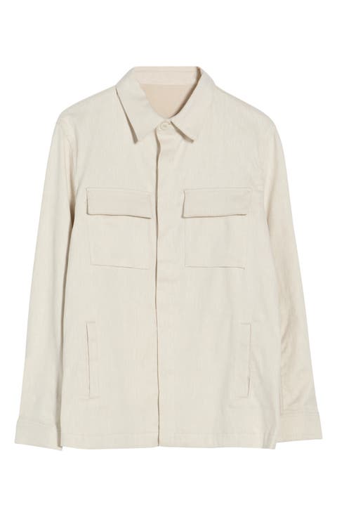 Linen & Cotton Button-Up Shirt Jacket