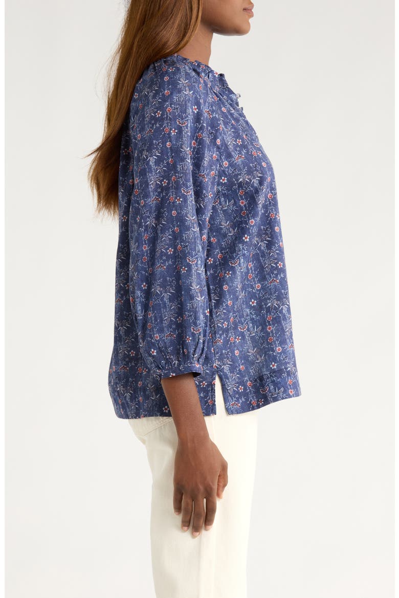 Blue Sea Flora Cotton Top, Alternate, color, COASTLINE