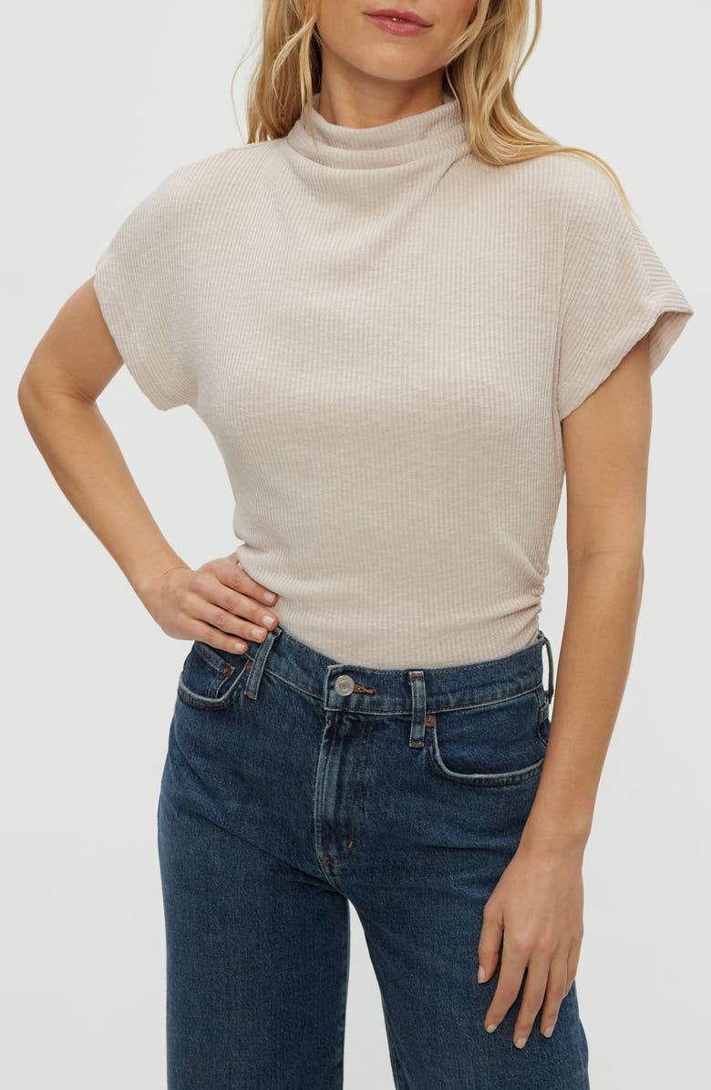 Michael Stars Lara Mock Neck Rib Sweater, Main, color, Cement