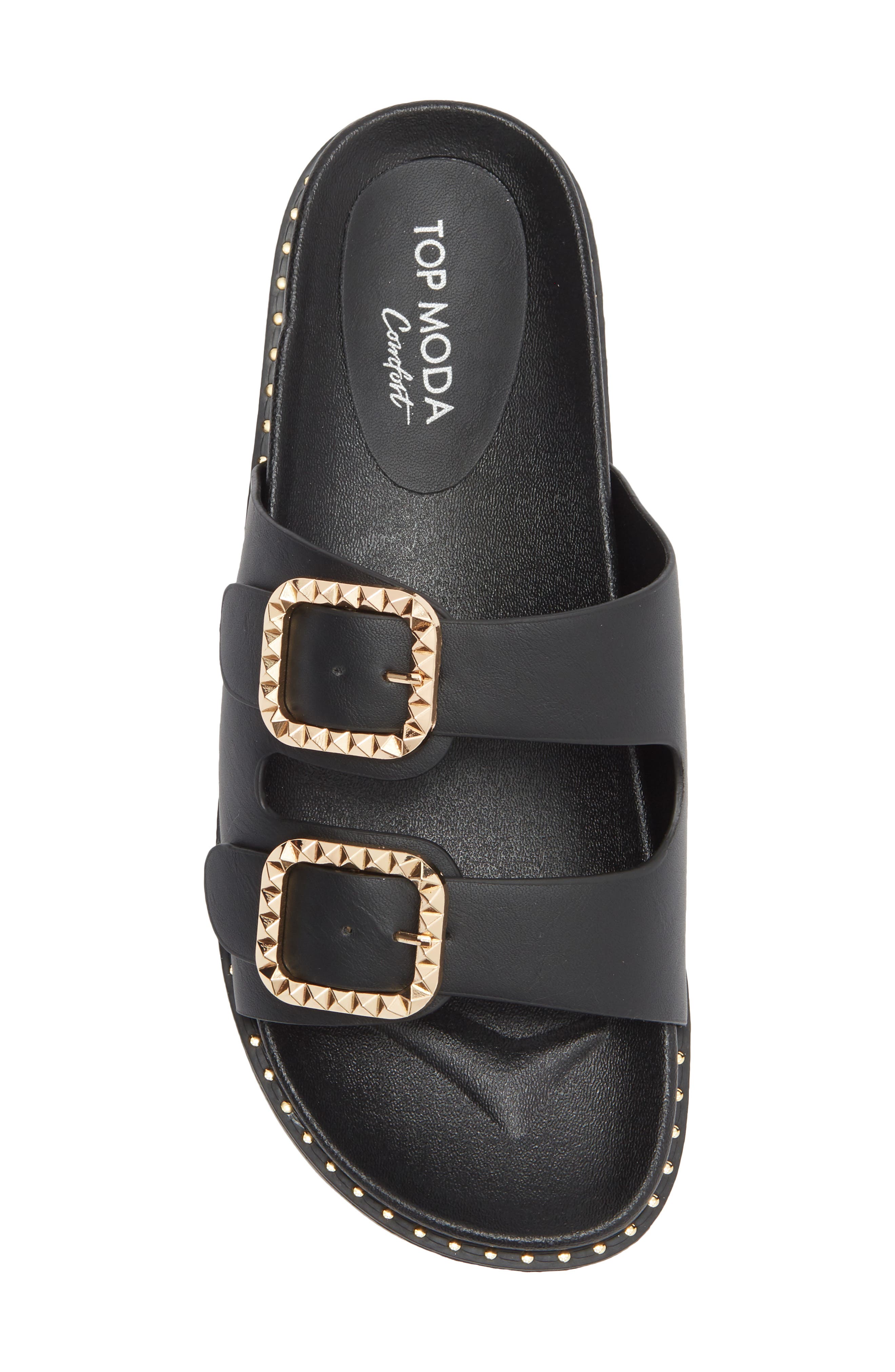 TOP MODA Sailor Double Strap Slide Sandal, Alternate, color, Black