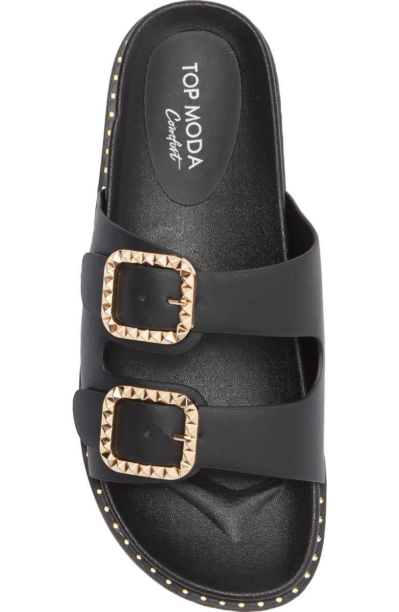 TOP MODA Sailor Double Strap Slide Sandal, Alternate, color, Black