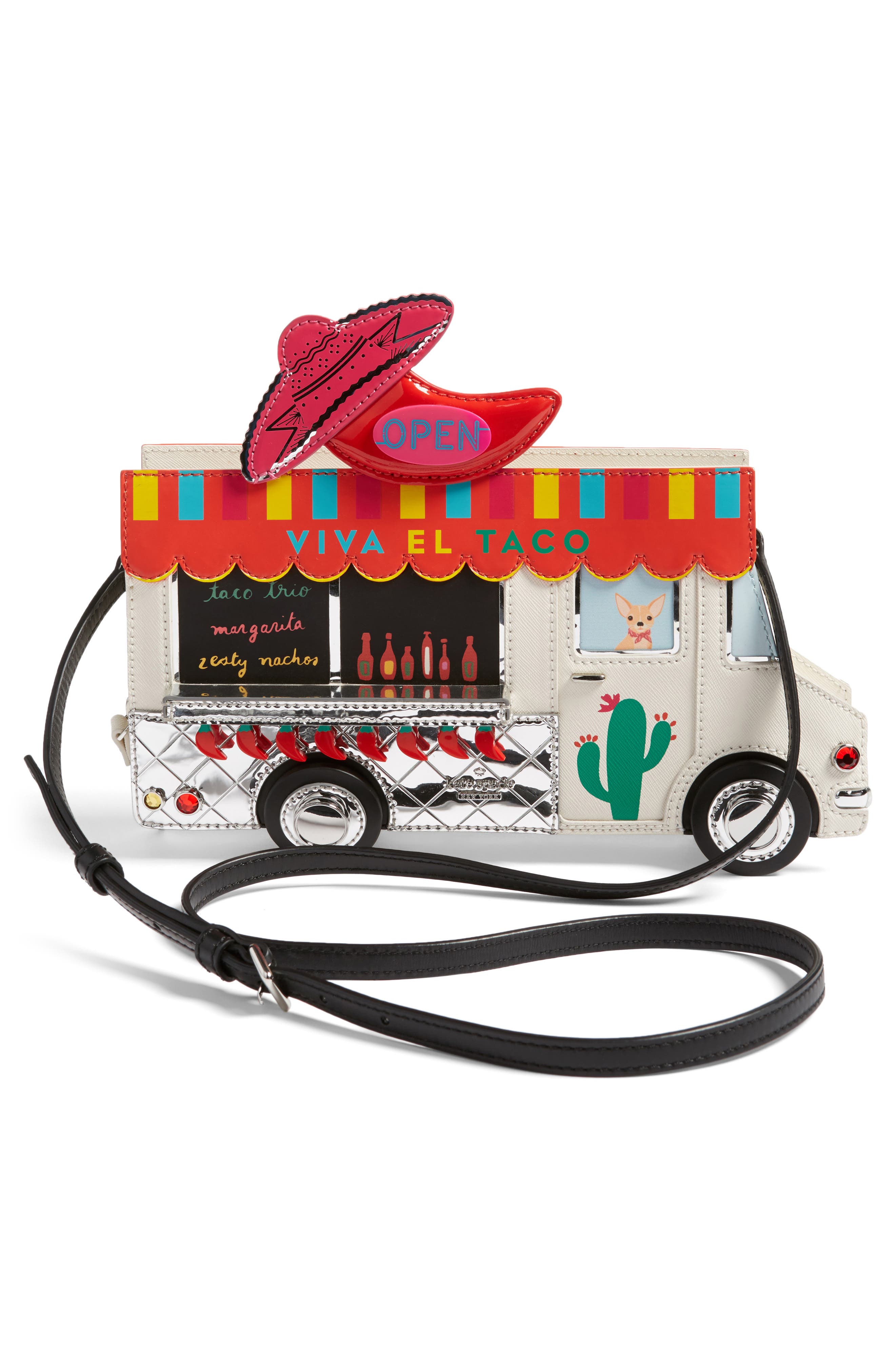 haute stuff taco truck leather crossbody bag, Alternate, color, MULTI