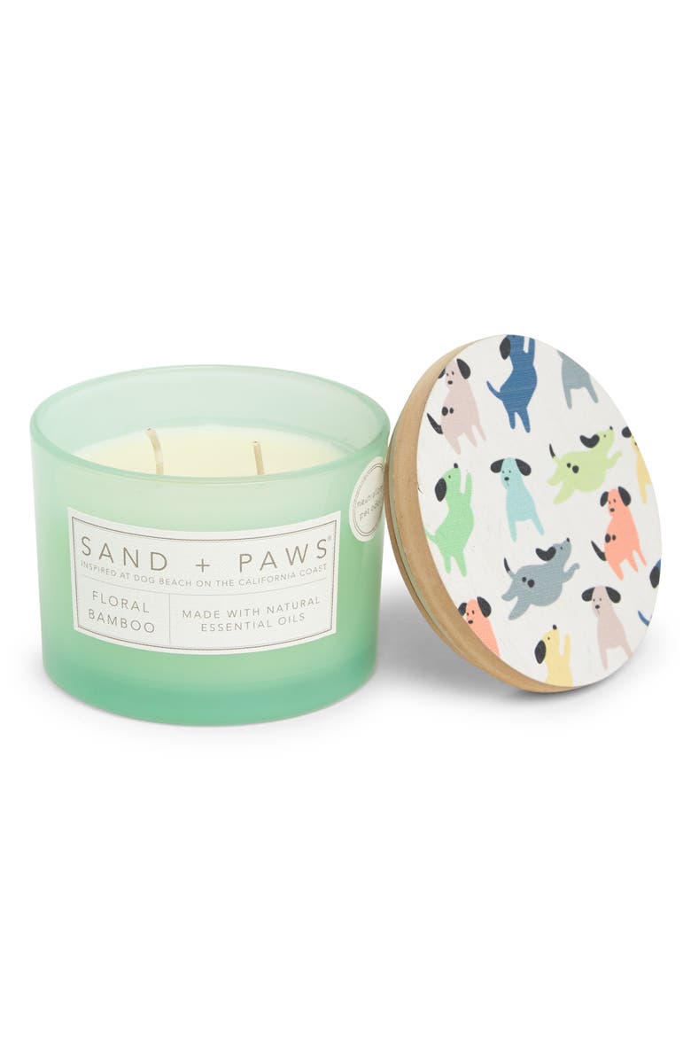 SAND AND FOG Paws 12 oz. Floral Bamboo Candle, Main, color,