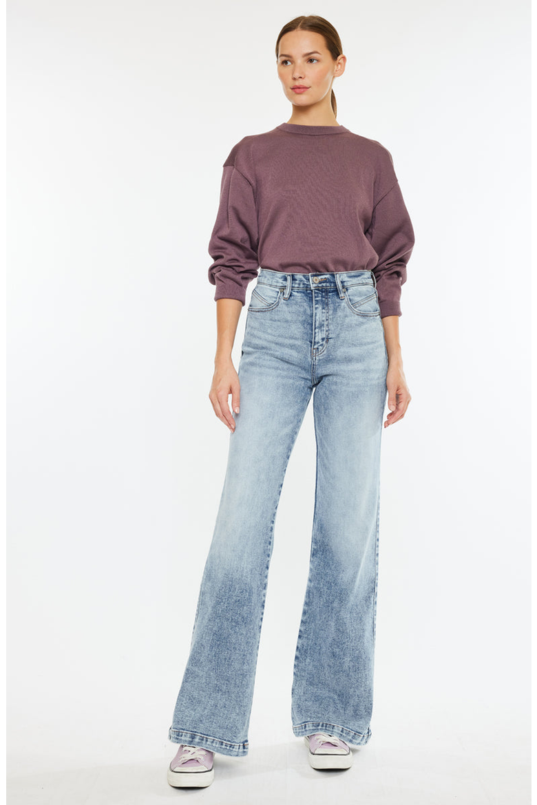 Roxana Ultra High Rise 90's Flare Jeans, Alternate, color, Medium Wash