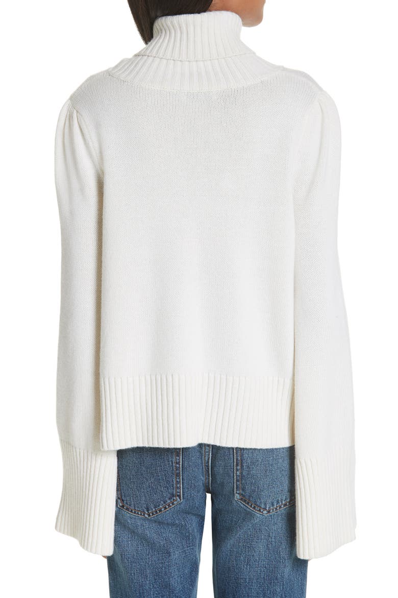 Essentials Flare Sleeve Wool & Cashmere Turtleneck Sweater, Alternate, color, IVORY