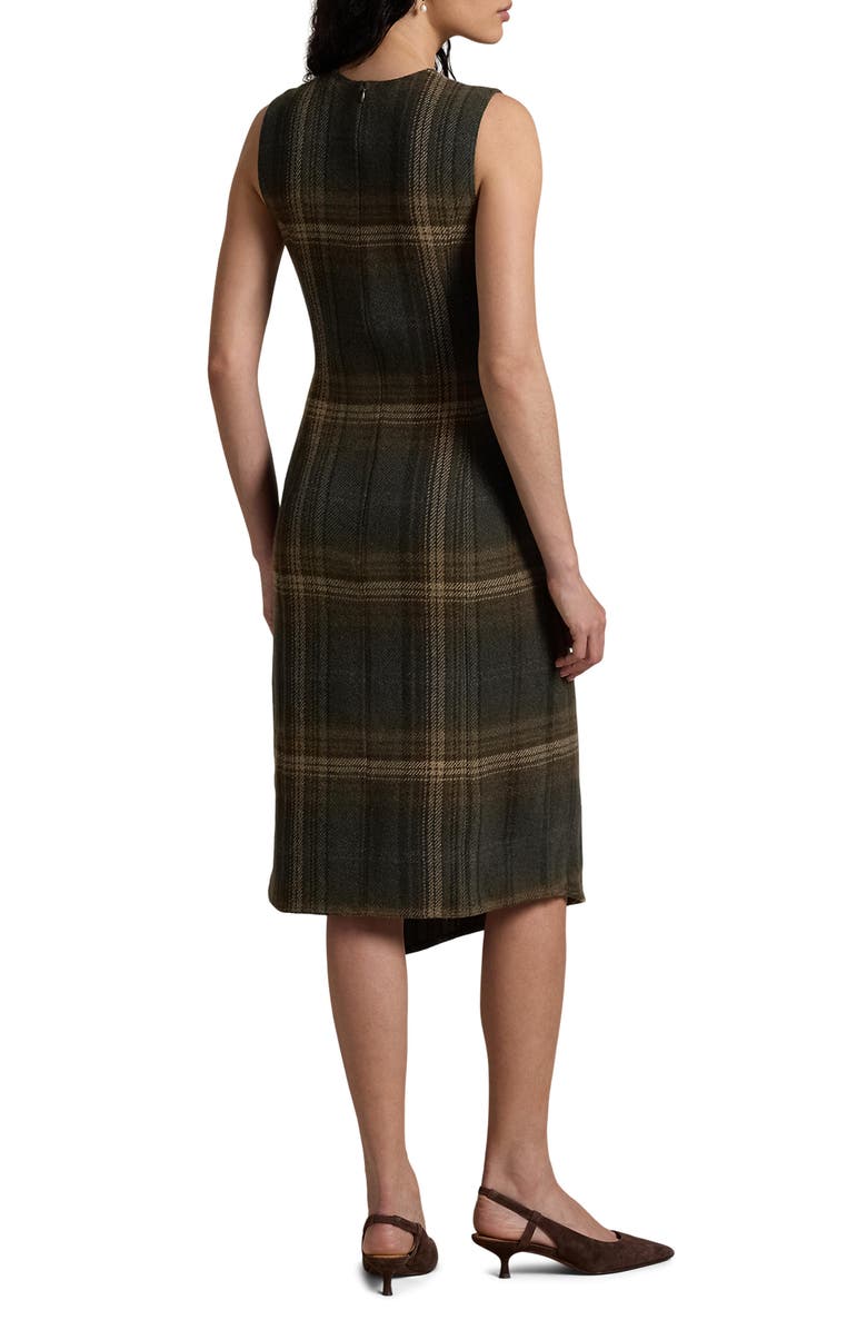 Polo Ralph Lauren Plaid Sleeveless Wool Blend Faux Wrap Dress, Alternate, color,