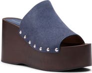 Stuart Weitzman Kate Studded Wedge Platform Slide Sandal