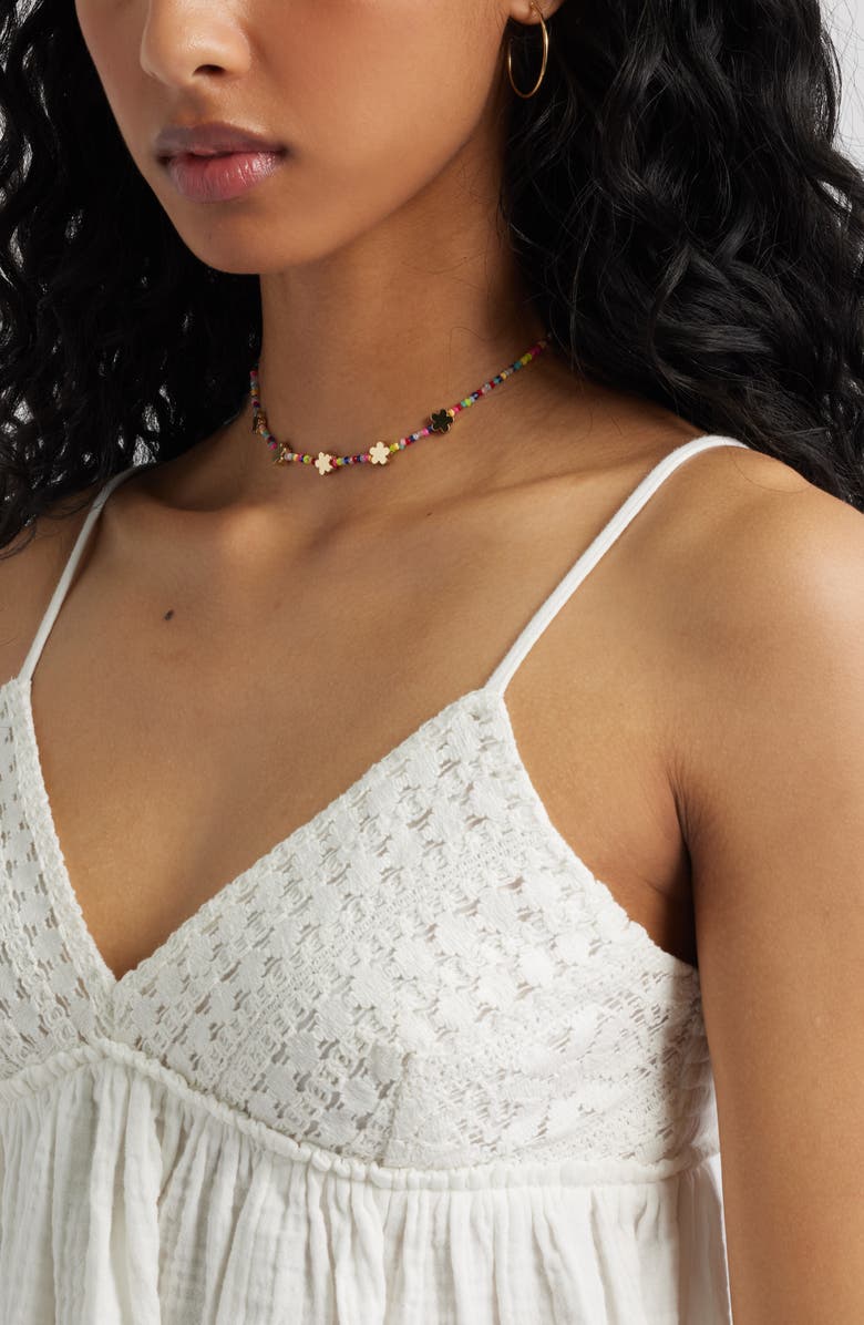 BP. Lace & Cotton Gauze Babydoll Camisole, Alternate, color, White Blanc