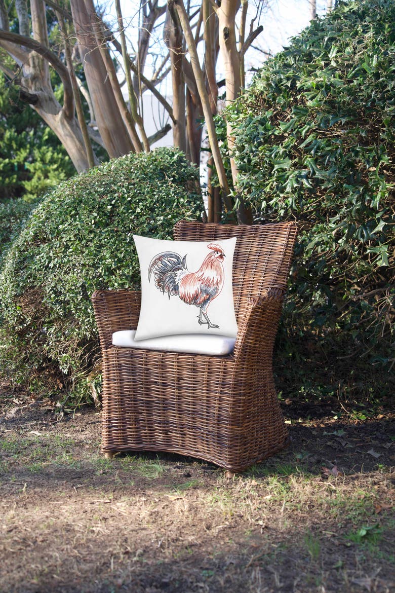Rooster Strut Indoor/Outdoor Accent Throw Pillow 18" x 18", Alternate, color, Red