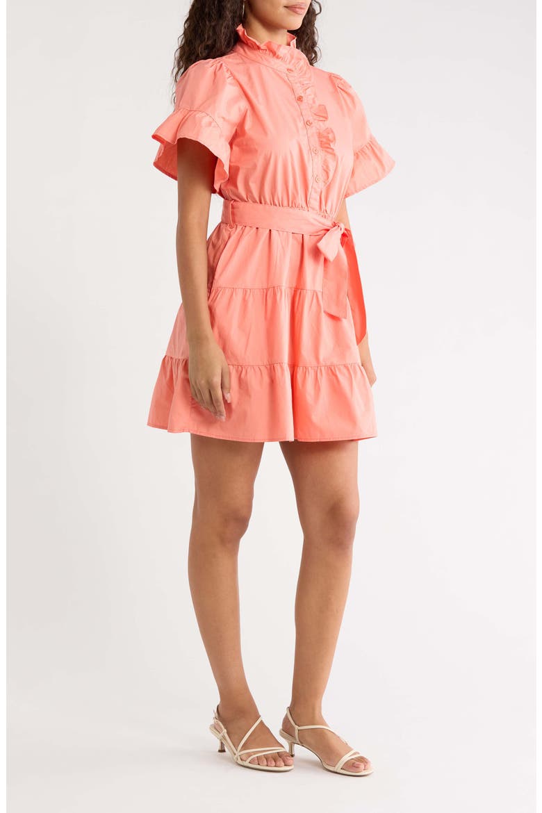 Cottonwood Ruffle Fit & Flare Minidress, Alternate, color, CORAL
