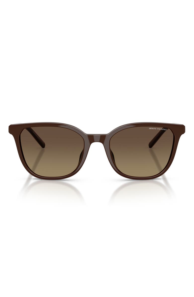 Armani Exchange 54mm Gradient Polarized Cat Eye Sunglasses, Main, color, Brown / Yellow Gradient