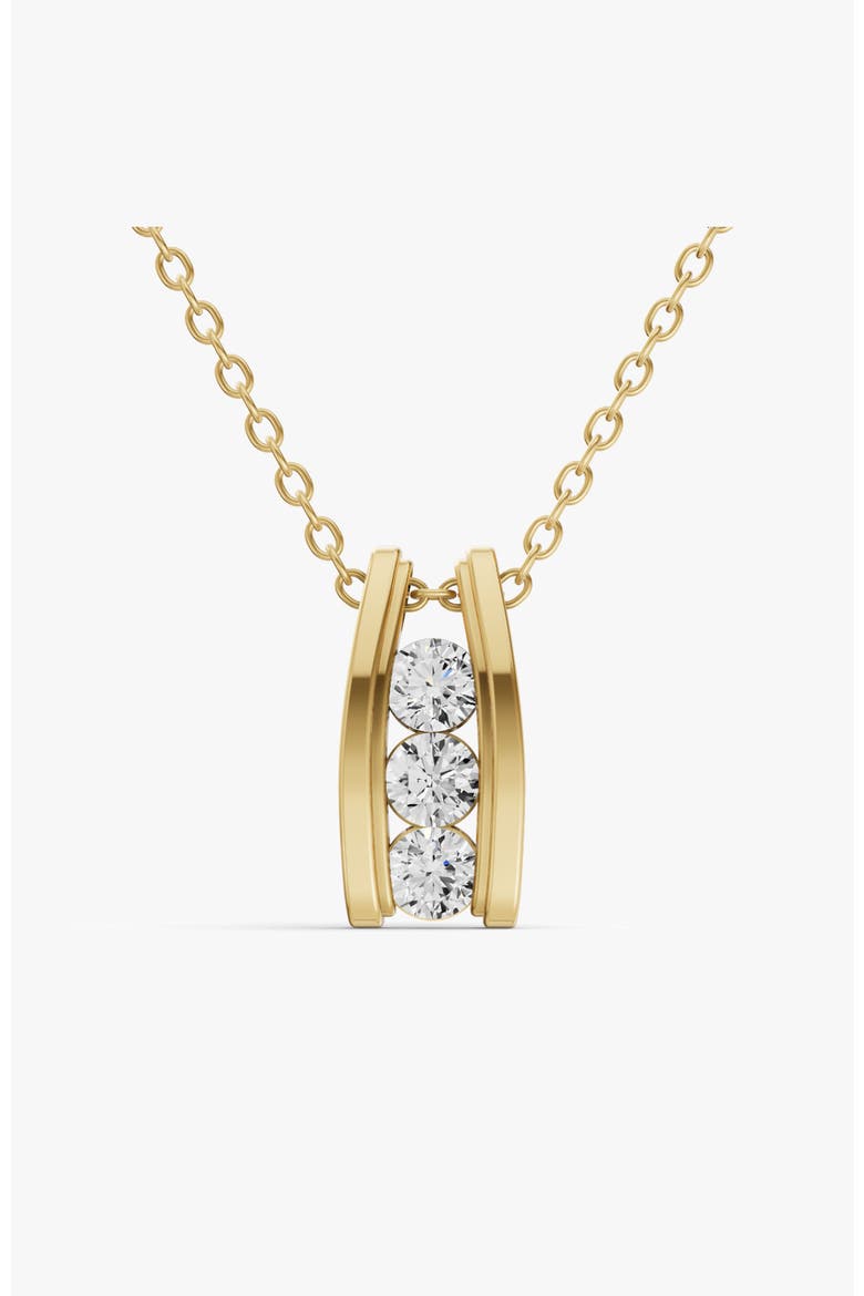 10K Gold 0.5 ct Round Lab Grown Diamond Three Stone Ladder Pendant With Channel Setting, Main, color, Yellow Gold