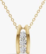 SEREIA OFFICIAL 10K Gold 0.5 ct Round Lab Grown Diamond Three Stone Ladder Pendant With Channel Setting