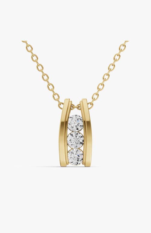 Sereia Official 10k Gold 0.5 Ct Round Lab Grown Diamond Three Stone Ladder Pendant With Channel Sett In Yellow Gold
