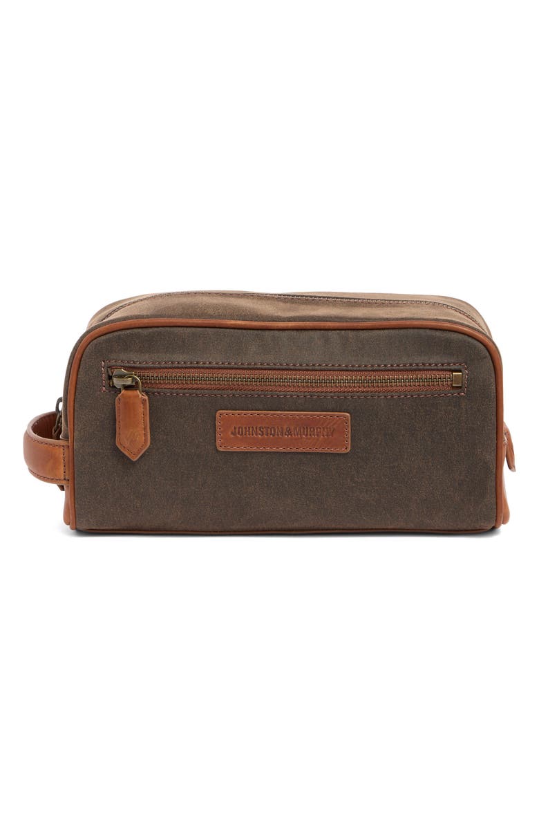 Johnston & Murphy Leather Trim Dopp Kit, Main, color, 