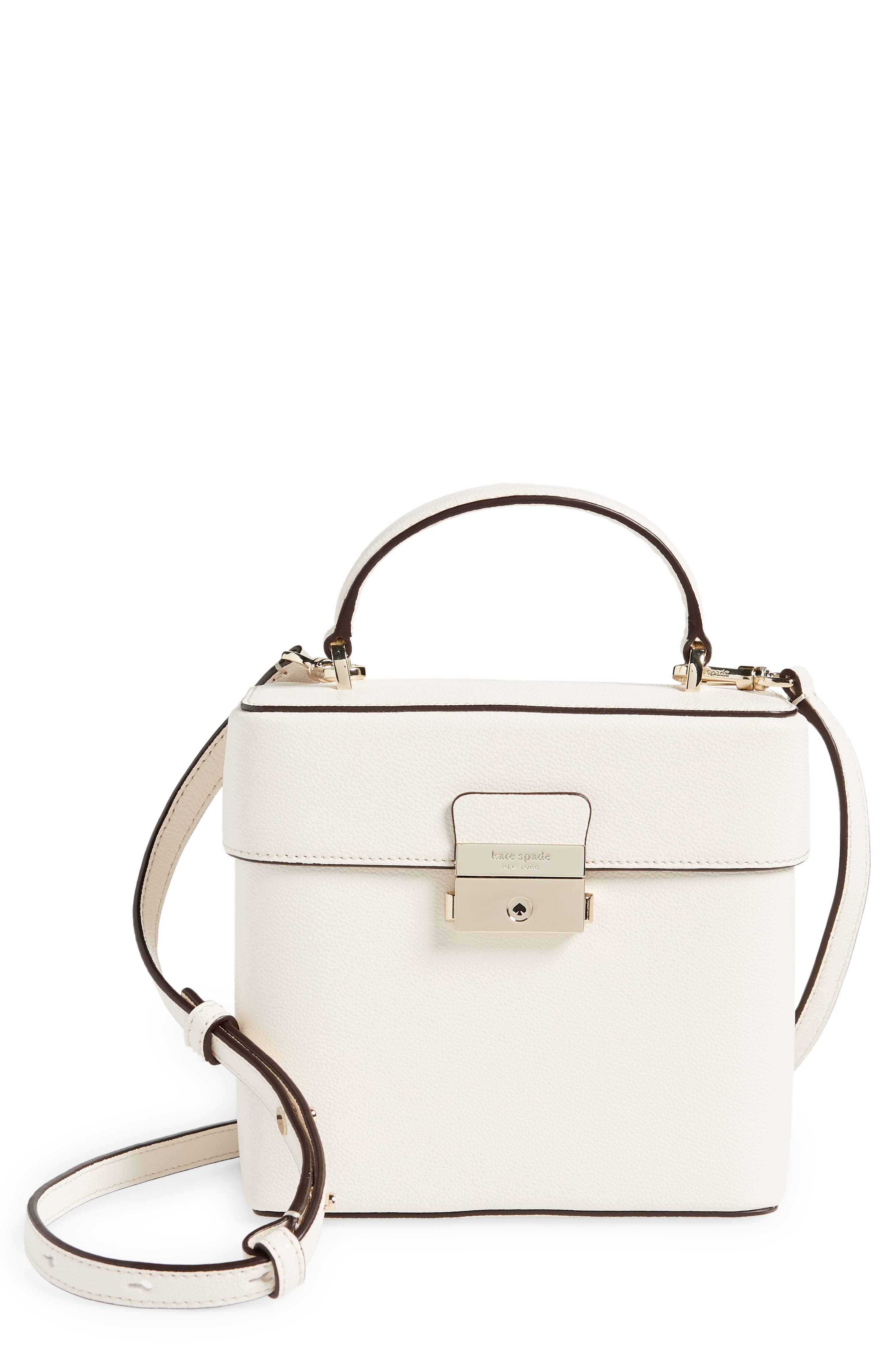 voyage small leather crossbody bag, Main, color, PARCHMENT