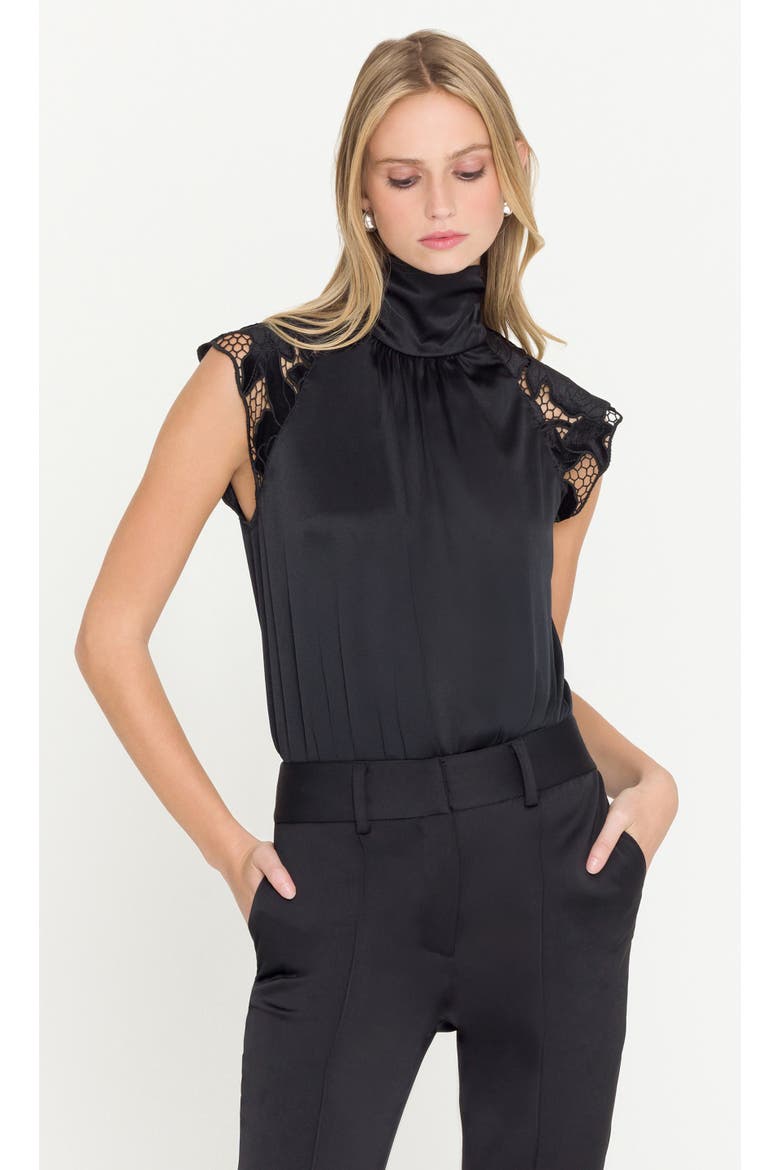 Rachel Velvet Lace Halter Blouse, Alternate, color, Black