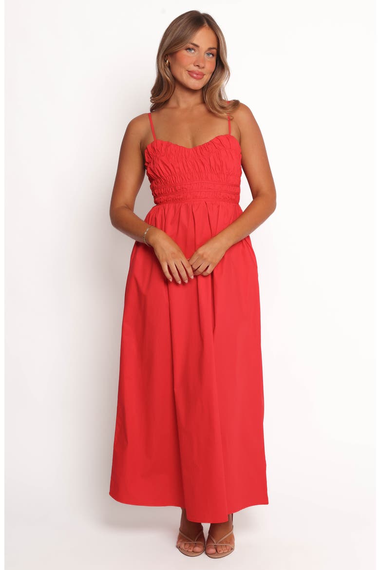 Camilla Shirred Maxi Sundress, Alternate, color, RED