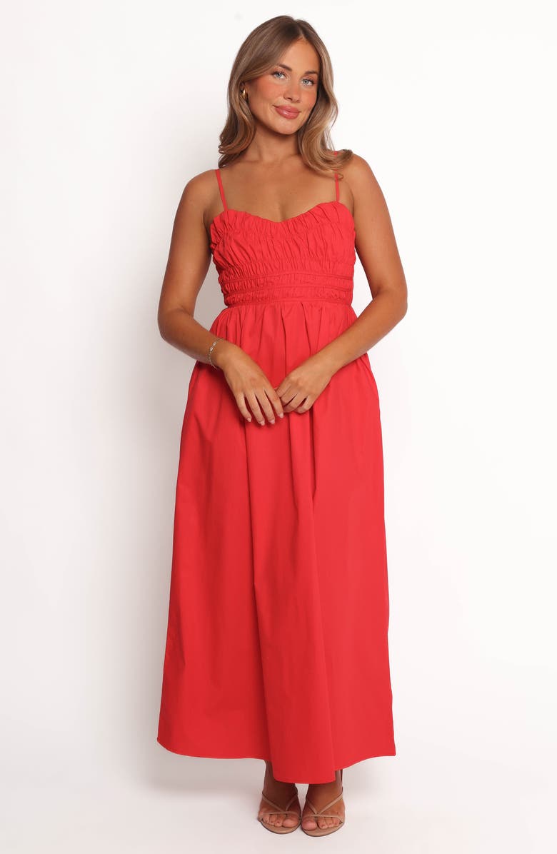 Petal & Pup Camilla Shirred Maxi Sundress, Alternate, color, Red