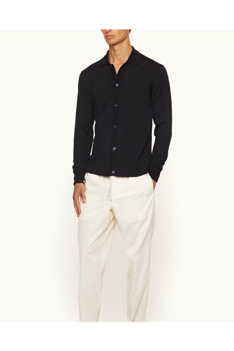 Tiernan Merino Classic-Fit Knitted Shirt, Main, color, NIGHT IRIS