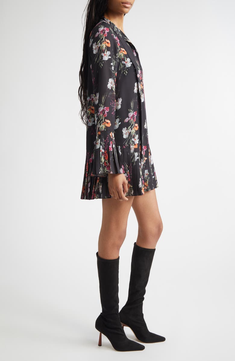 Cinq à Sept Iris Bouquet Alinda Long Sleeve Shirtdress, Alternate, color, Black Multi