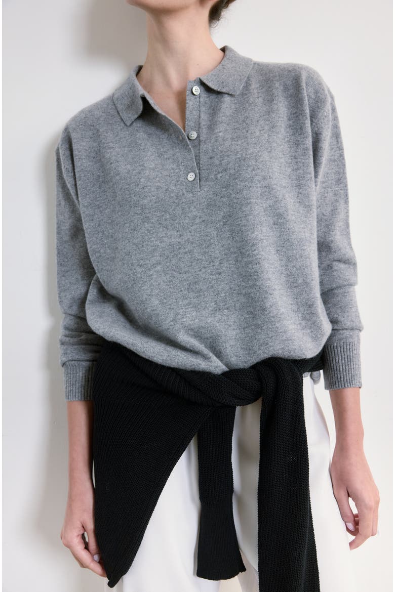 Lightweight Wool Polo, Alternate, color, Grey
