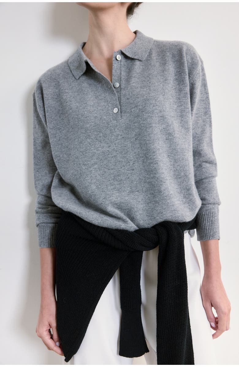 Almina Concept Lightweight Wool Polo, Alternate, color, Grey