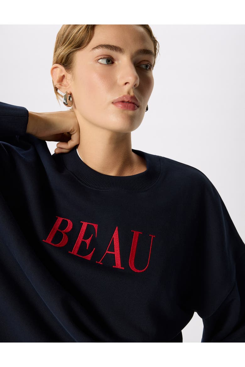 Beau Crew Neck Sweatshirt, Alternate, color, Navy