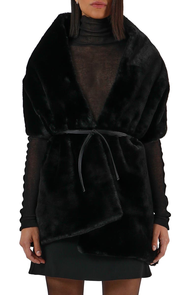 Apparis Aretha Pluche Faux Fur Wrap, Main, color, 