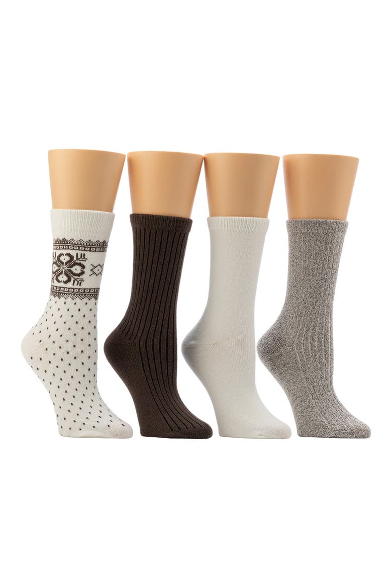 4-Pack Bootcut Crew Socks, Alternate, color, IVORY JAVA