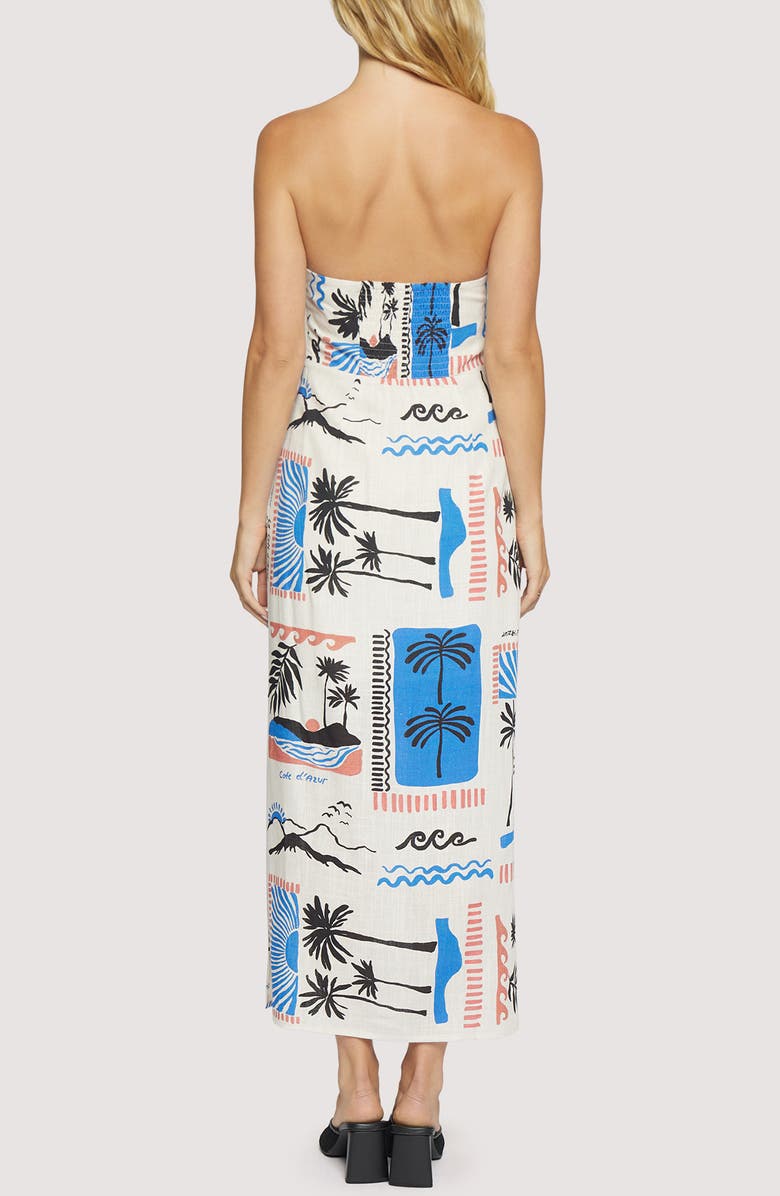 Lost + Wander Azure Paradiso Strapless Maxi Dress, Alternate, color, Cream Blue Multi
