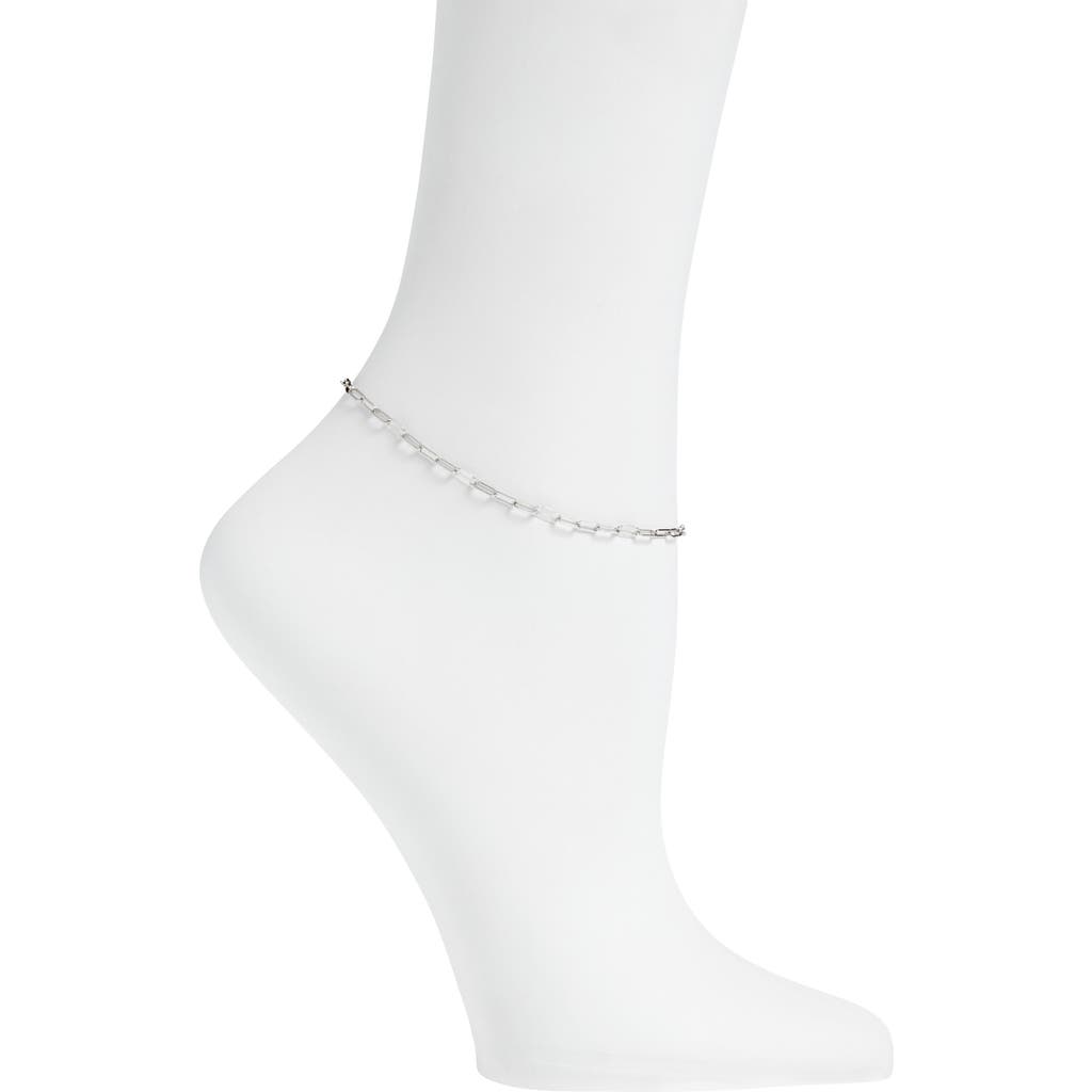 Argento Vivo Flat Paper Clip Chain Anklet In Silver