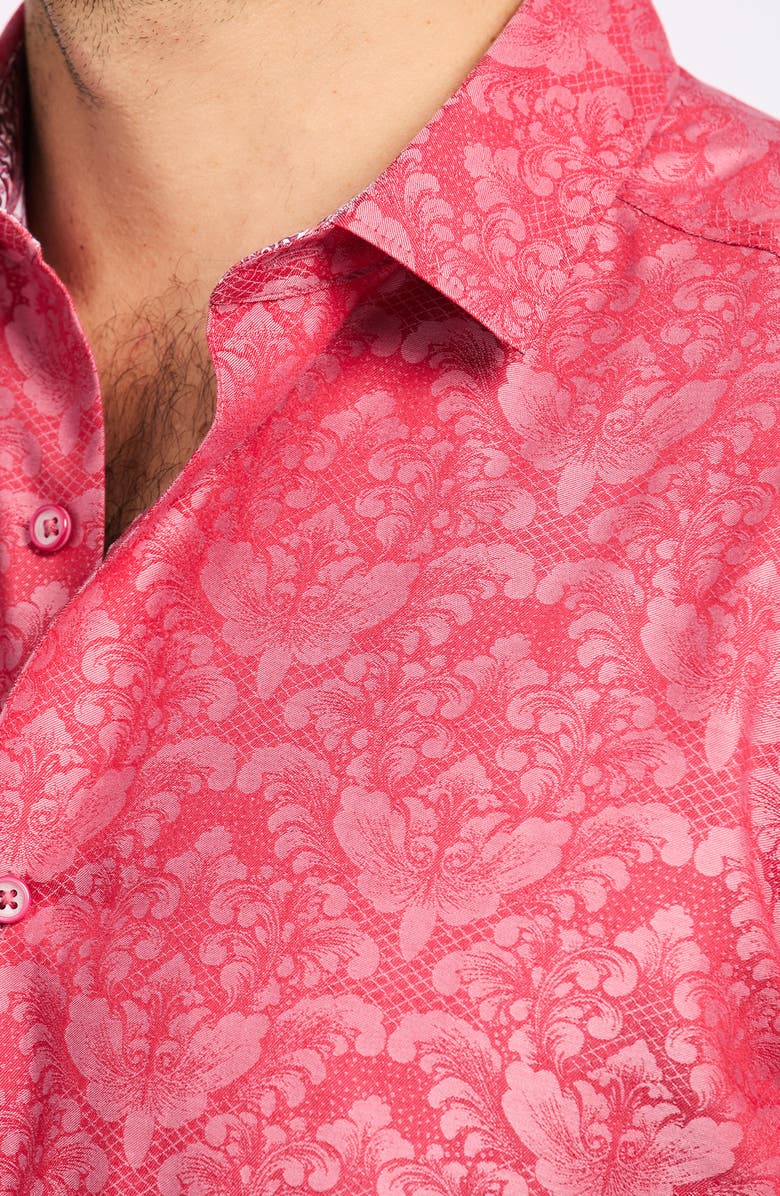 Robert Graham Bayview Short Sleeve Cotton Button-Up Shirt, Alternate, color, Red