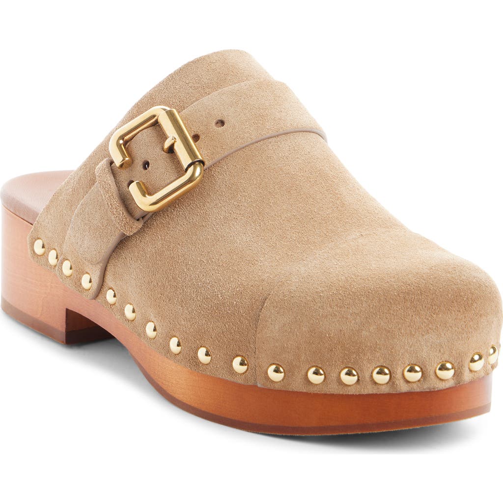 Chloé Jeannette 40 Embellished Suede Clogs In Brown