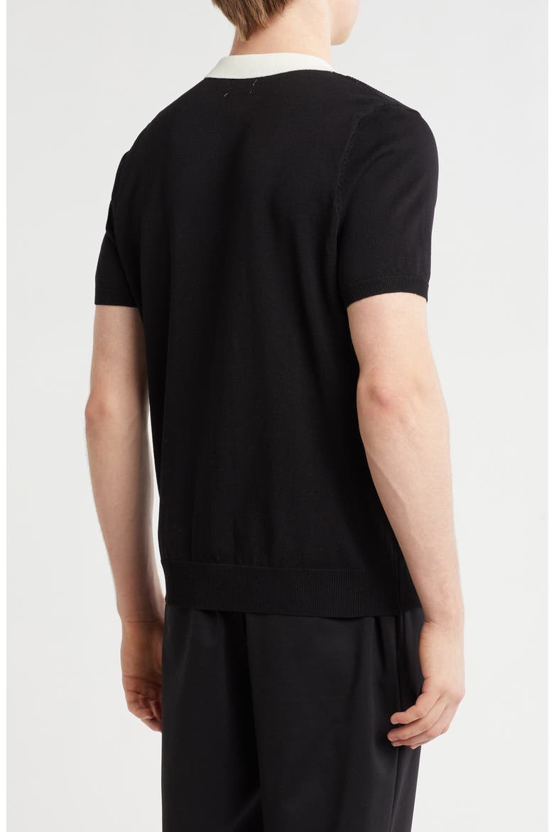 Textured Sweater Knit Polo, Alternate, color, BLACK