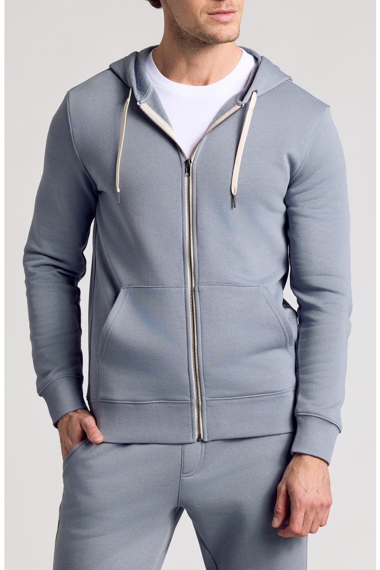 Fleece Zip Hoodie, Main, color, DUSTY BLUE